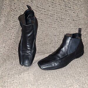 VINTAGE PRADA-Linea Rossa-Square Toe Black Leather Chelsea Boot-Sz10.5-Excellent